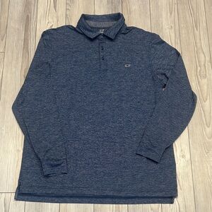 Vineyard Vines Men's Blue Long Sleeve Polo Shirt Size Large Preowned
